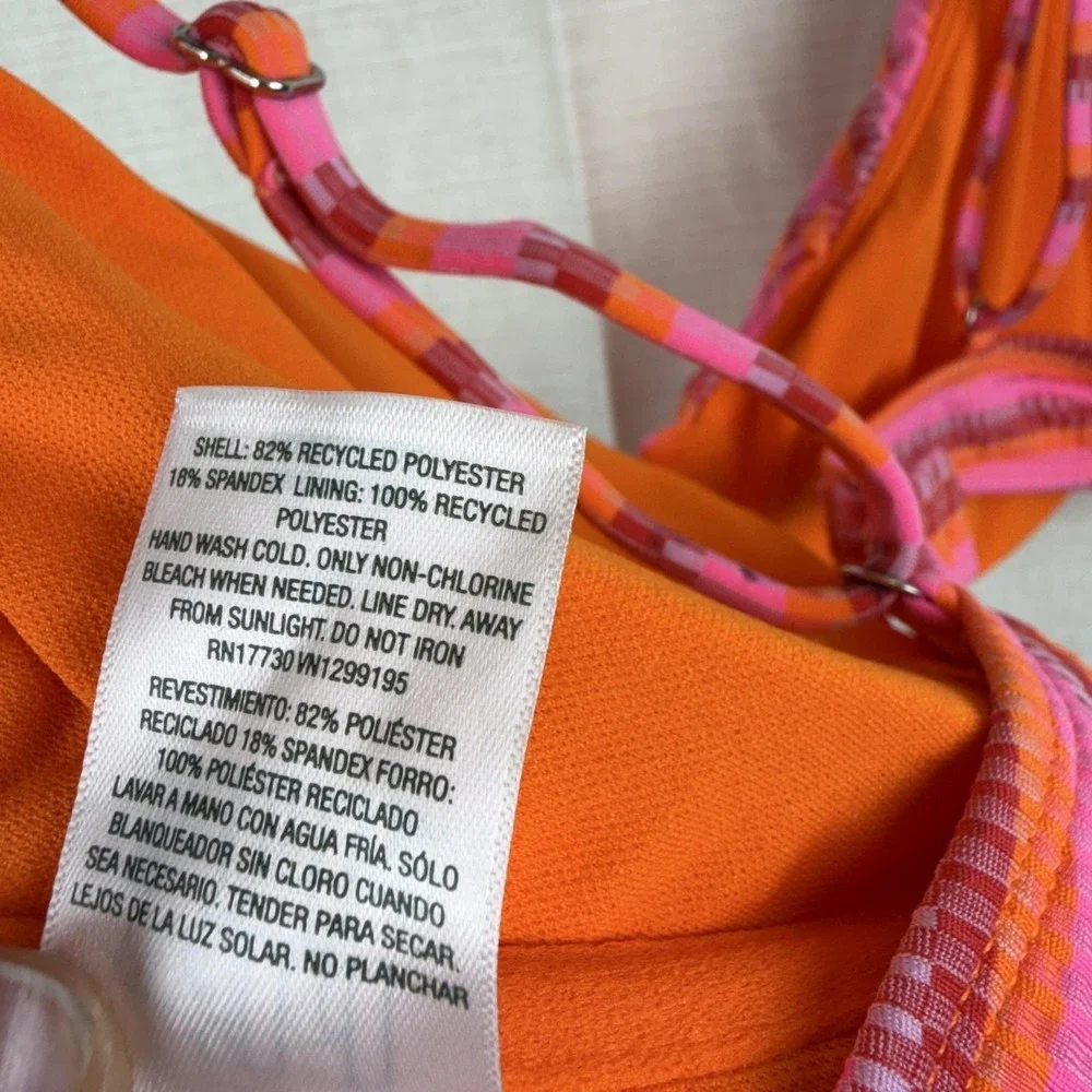 Wild Fable Bikini Top Juniors XL Pink Stripe‎ Underwire Removable Pads Beaded